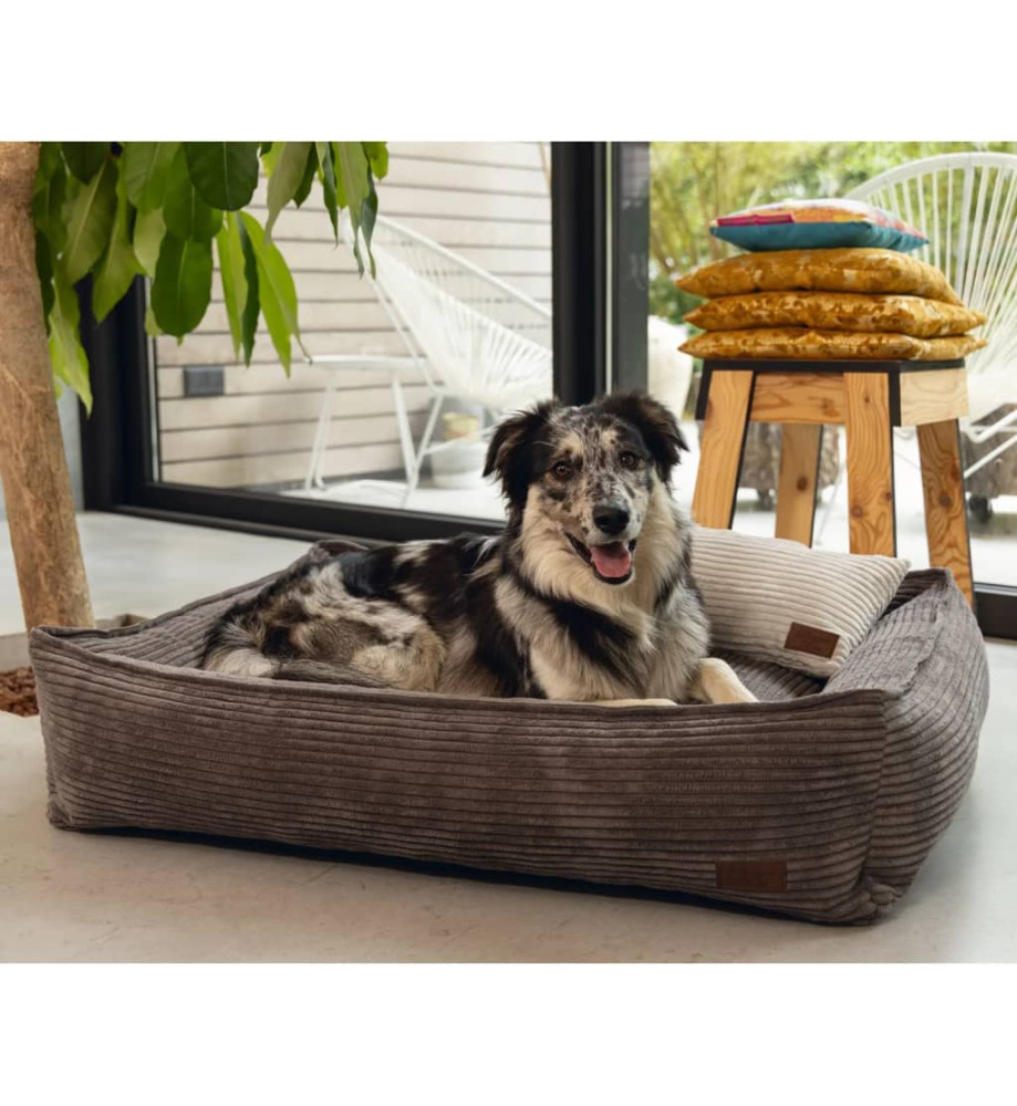 Designed by Lotte Lit nervuré pour chien Marron 65x60x20 cm