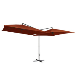 Parasol double avec mât en acier 250 x 250 cm Terre cuite