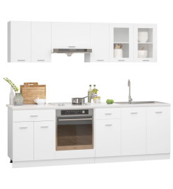 Ensemble de meubles de cuisine 8 pcs Blanc Aggloméré