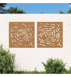 Décorations murales jardin 2 pcs 55x55 cm design de rose