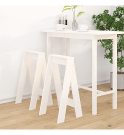 Tabourets lot de 2 blanc 40x40x75 cm bois massif de pin