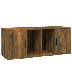 Meuble TV Chêne fumé 100x35x40 cm Bois d'ingénierie