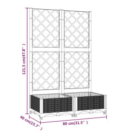 Jardinière avec treillis Gris foncé 80x40x121,5 cm PP