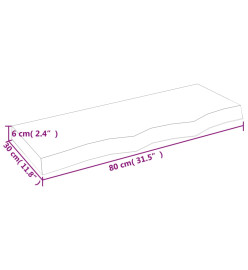 Étagère murale 80x30x6 cm bois de chêne massif non traité