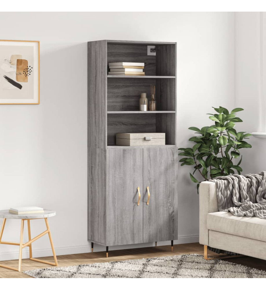 Buffet haut Sonoma gris 69,5x34x180 cm Bois d'ingénierie Buffet haut Sonoma gris 69,5x34x180 cm Bois d'ingénierie