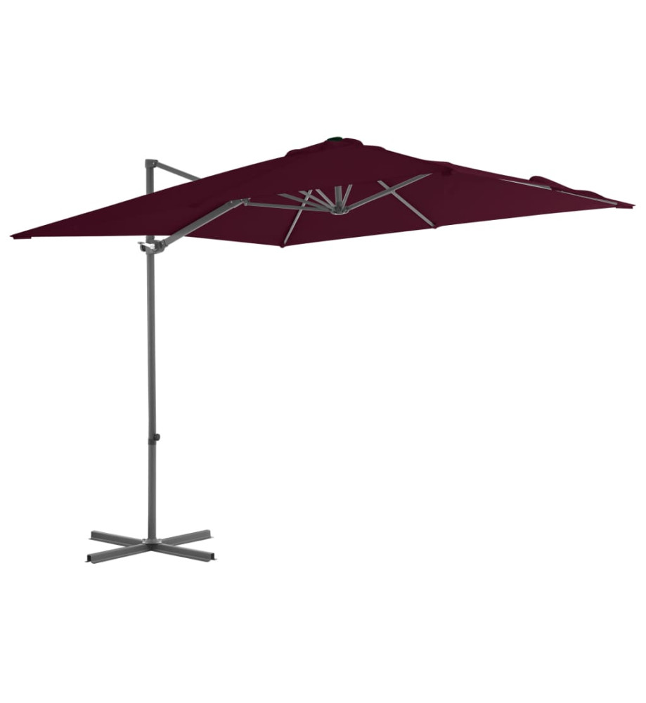 Parasol déporté avec mât en acier Rouge bordeaux 250x250 cm