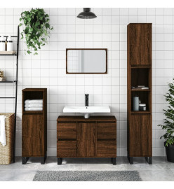 Armoire de bain chêne marron 30x30x100 cm bois d'ingénierie