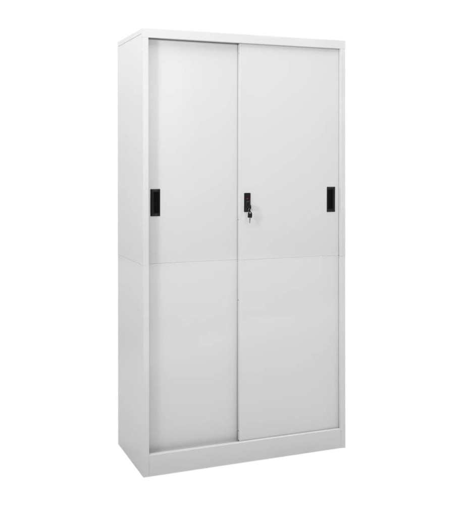 Armoire à bureau porte coulissante Gris clair 90x40x180cm Acier Armoire à bureau porte coulissante Gris clair 90x40x180cm Acier