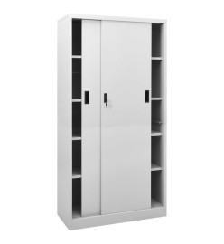 Armoire à bureau porte coulissante Gris clair 90x40x180cm Acier