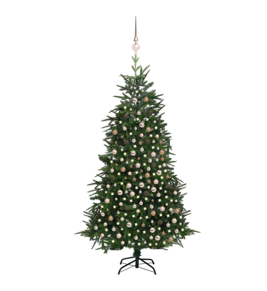 Arbre de Noël artificiel avec LED et boules vert 240 cm PVC PE