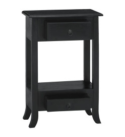 Table console avec tiroirs noir 50x30x75cm bois d'acajou massif