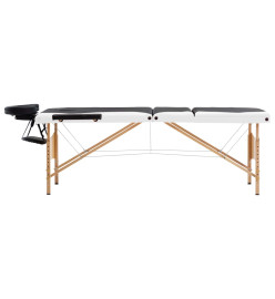 Table de massage pliable 3 zones Bois Noir et blanc