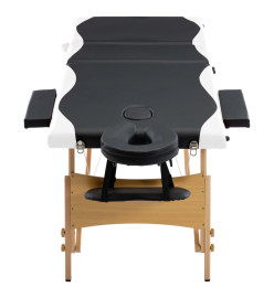 Table de massage pliable 3 zones Bois Noir et blanc