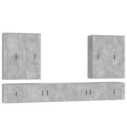 Ensemble de meubles TV 8 pcs Gris béton Bois d'ingénierie