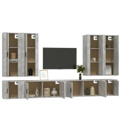 Ensemble de meubles TV 8 pcs Gris béton Bois d'ingénierie