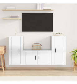 Ensemble de meubles TV 3 pcs Blanc brillant Bois d'ingénierie