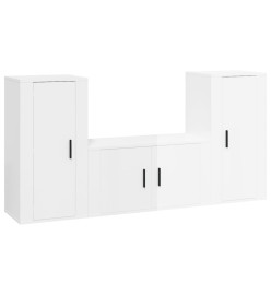 Ensemble de meubles TV 3 pcs Blanc brillant Bois d'ingénierie