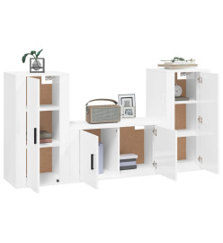 Ensemble de meubles TV 3 pcs Blanc brillant Bois d'ingénierie