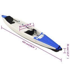 Kayak gonflable bleu 424x81x31 cm polyester