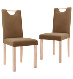 Chaises à manger lot de 2 marron tissu