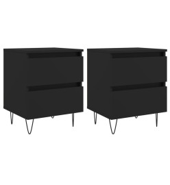 Tables de chevet 2 pcs noir 40x35x50 cm bois d’ingénierie