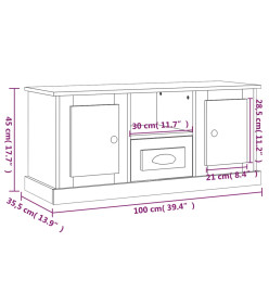 Meuble TV blanc brillant 100x35,5x45 cm bois d'ingénierie