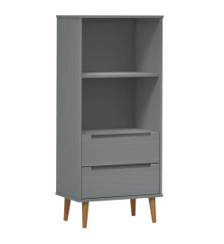 Bibliothèque MOLDE Gris 60x35x133,5 cm Bois massif de pin