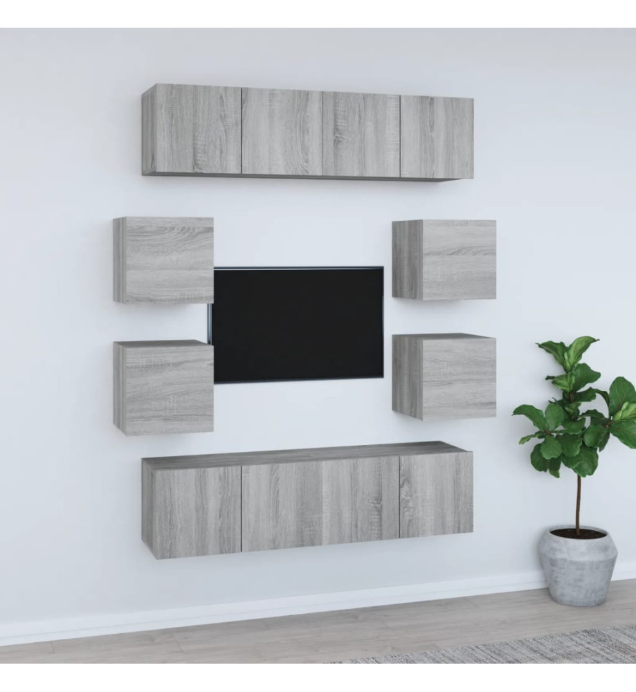 Ensemble de meubles TV 8 pcs Sonoma gris Bois d'ingénierie