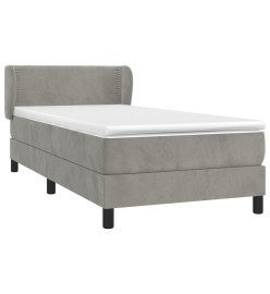 Lit à sommier tapissier et matelas Gris clair 90x200 cm Velours