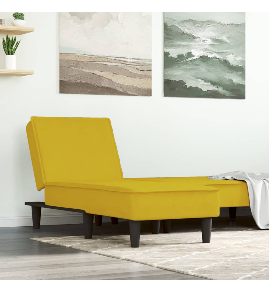 Chaise longue jaune velours