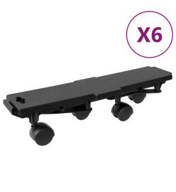 Chariots de déménagement à 4 roues 6 pcs noir PP 170 kg