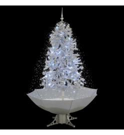 Arbre de Noël neigeux avec base de parapluie Blanc 170 cm