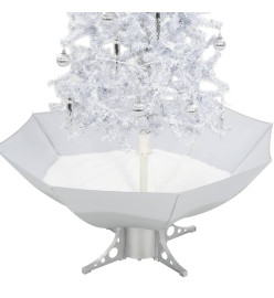 Arbre de Noël neigeux avec base de parapluie Blanc 170 cm