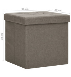 Tabouret de rangement pliable Taupe Faux lin