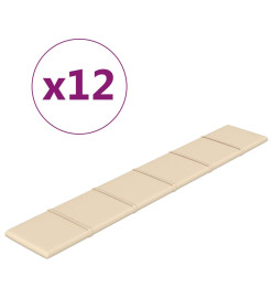 Panneaux muraux 12 pcs Crème 90x15 cm Tissu 1,62 m²