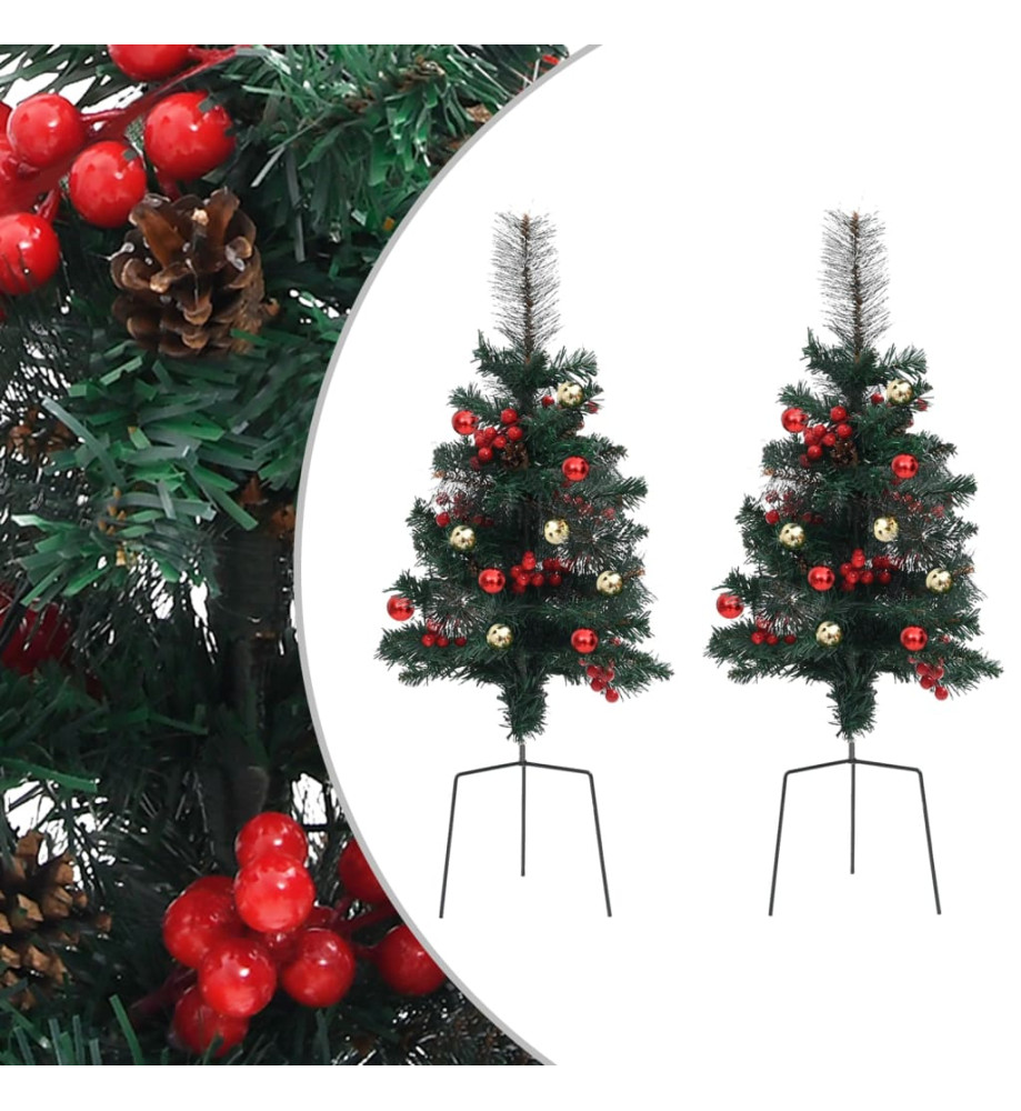 Sapins de Noël artificiels d'allée 2 pcs 76 cm PVC