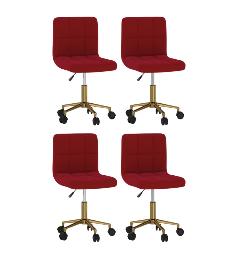 Chaises à manger pivotantes lot de 4 rouge bordeaux velours