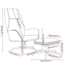 Chaise de relaxation avec tabouret Gris clair Velours