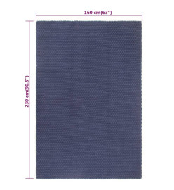 Tapis rectangulaire Bleu marine 160x230 cm Coton