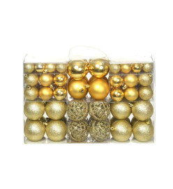 Ensemble de boules de Noël 100 pcs 3/4/6 cm Doré