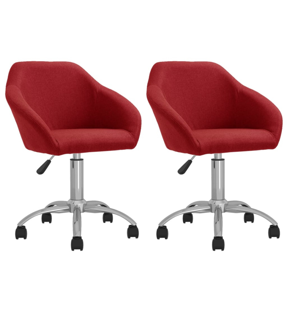 Chaises pivotantes à manger lot de 2 rouge bordeaux tissu