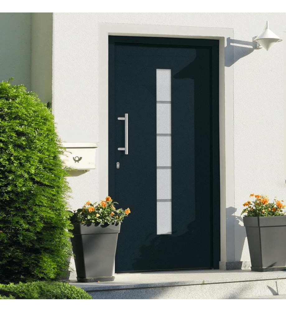 Porte d'entrée Aluminium et PVC Anthracite 100x210 cm