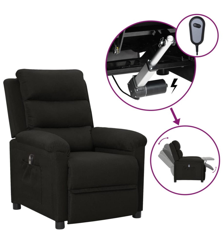 Fauteuil inclinable électrique Noir Tissu