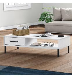 Table basse avec pieds en métal Blanc Bois pin massif OSLO