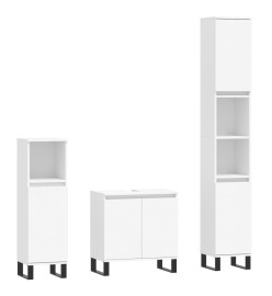 Ensemble de meubles salle de bain 3 pcs blanc bois d'ingénierie