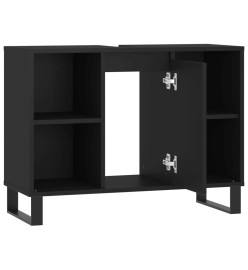 Armoire de salle de bain noir 80x33x60 cm bois d'ingénierie