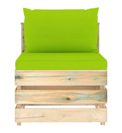 Salon de jardin 9 pcs avec coussins Bois imprégné de vert