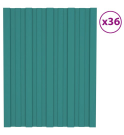 Panneaux de toiture 36 pcs Acier galvanisé Vert 60x45 cm