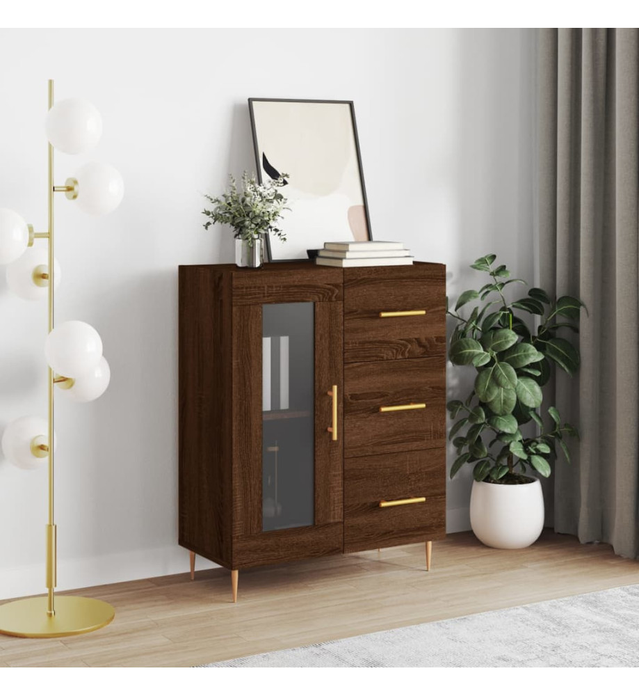 Buffet chêne marron 69,5x34x90 cm bois d'ingénierie