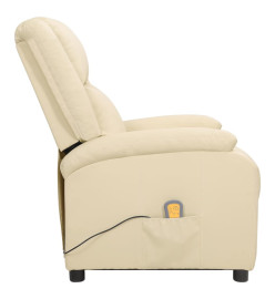 Fauteuil de massage électrique crème cuir véritable